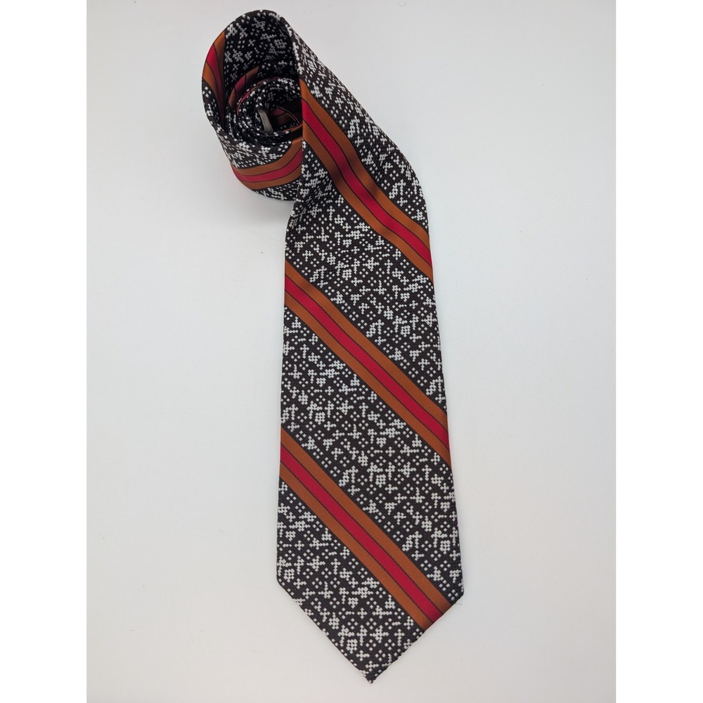 Vintage Fitch's Men's Shop Dallas Silk‎ Geometric Striped Tie Retro 59 Inch
